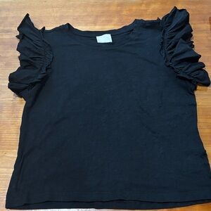 🆕 Chic Black Ruffle Sleeve Women's Tee